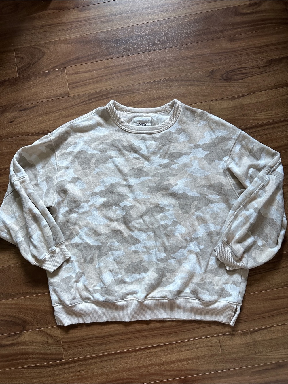 aerie Beige & Cream Camo Crewneck Sweater